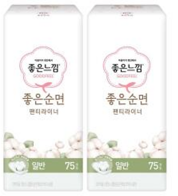 좋은느낌 좋은순면 팬티라이너 일반 75매 2개