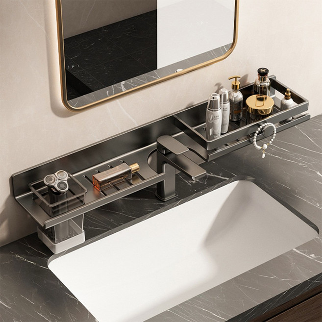 홈비 올인원 무타공 세면대 정리 욕실 선반, 그레이, 1개