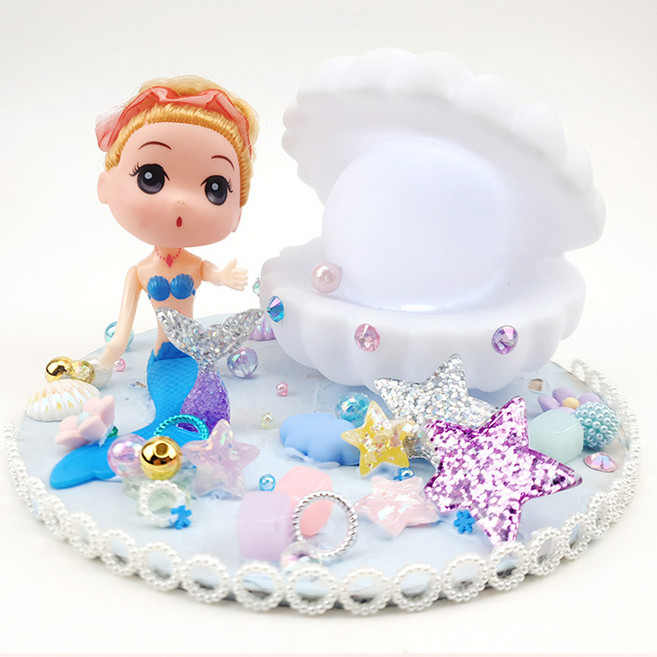 집콕놀이 무드등 만들기 진주조개 조명 만들기 인어공주 데코덴 꾸미기 세트, 2.화이트 진주조개무드등, 1개