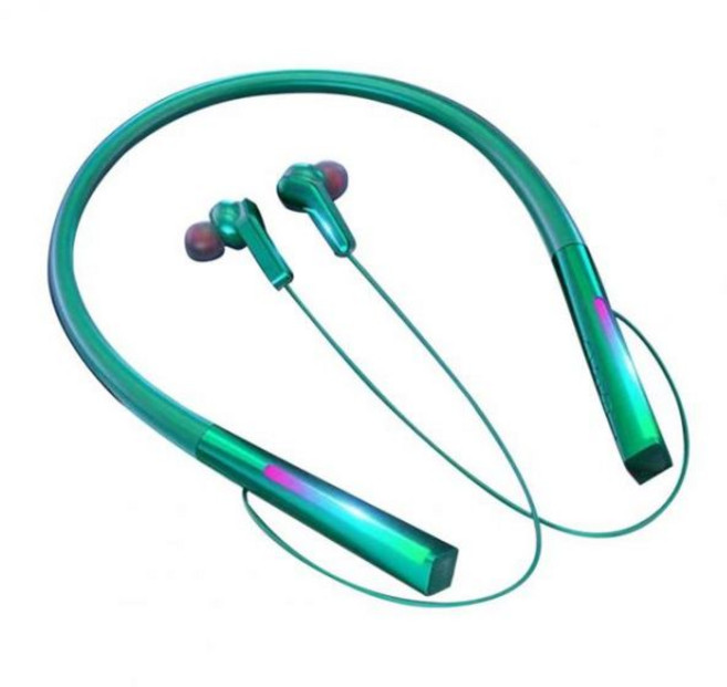 넥 밴드 이어폰 빛나는 소음 감소 듀얼 모드 스테레오베이스 무선 블루투스 호환 5.1 게임용 헤드셋, 02 green, 1개