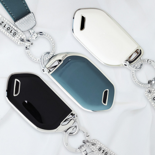 [차그램] 2025 신형 K8 페이스리프트 호환 TPU 5버튼 7버튼 스마트키 케이스, 골드엣지 블랙 큐빅오링