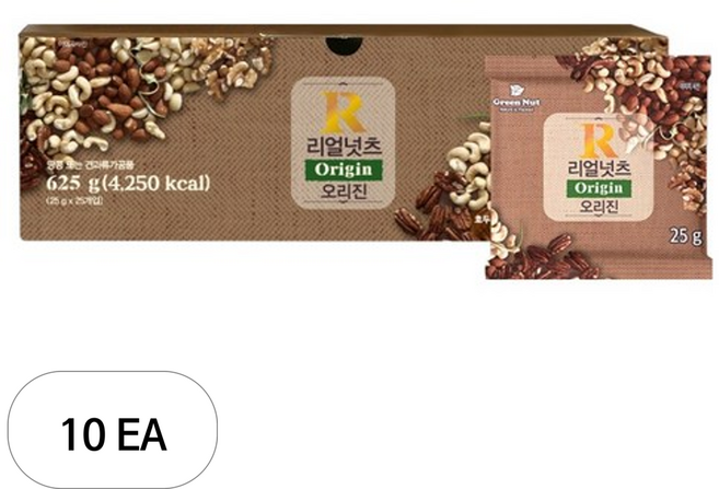 그린너트 리얼넛츠 오리진 믹스넛, 625g, 10개