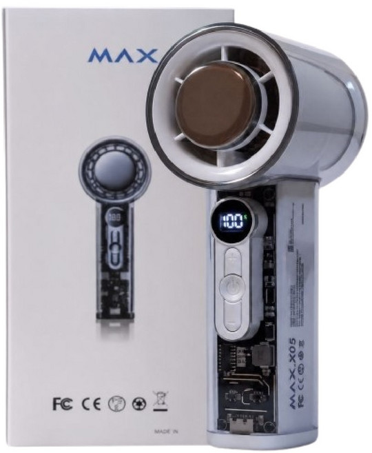MAXFAN 초강력 터보 휴대용 선풍기 급속냉각, 화이트, 무선 핸디 선풍기 투명