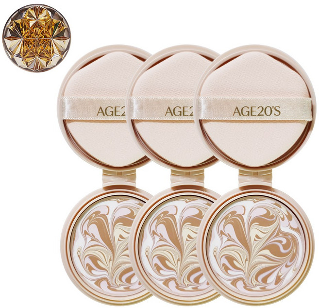 에이지투웨니스 에이지20s 팩트 로얄골드 에디션 에센스 커버팩트 리필, 21호, 3개