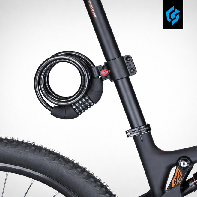 엘파마 3747 케이블 5자리 번호키 자전거열쇠 자전거 거치브라켓 포함 자물쇠 도난방지 잠금장치, 블랙, 1개