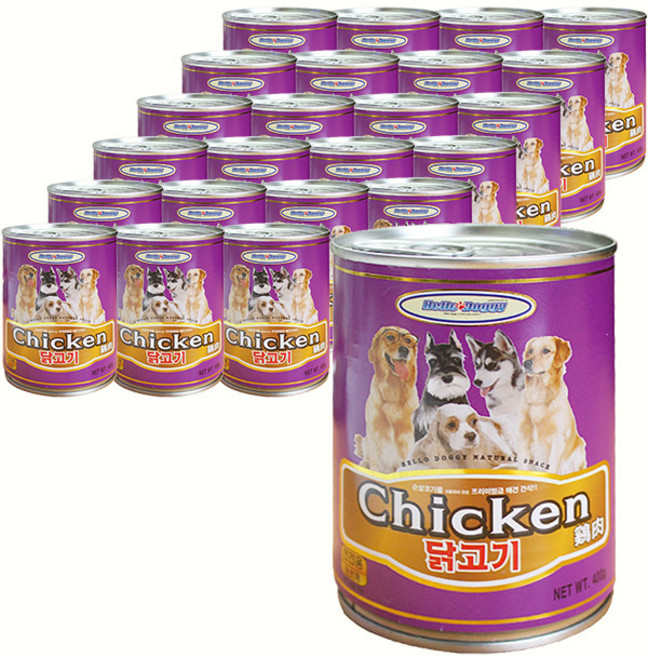 헬로도기 애견 캔 간식, 24개, 400g, 닭고기
