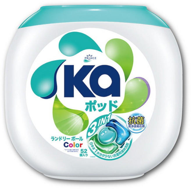 王子菁華 KA 3IN1 洗衣球 護色款 52入, 1個, 綠珠護色52顆