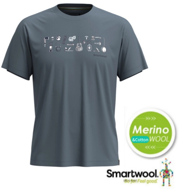 【美國 SmartWool】趣露營 送》中性 男 女 圓領短袖羊毛排汗衣 塗鴉Tee 運動T恤 SW002368