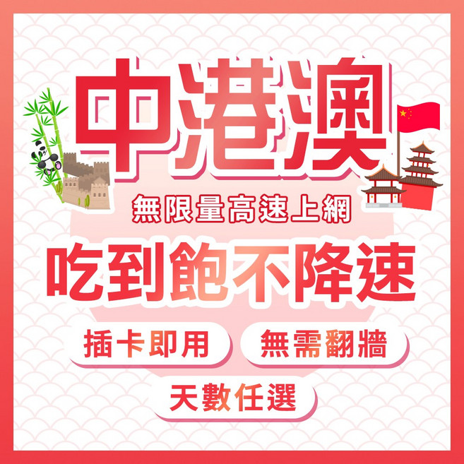 中港澳網卡| 聯通訊號 | 高速流量/不降速 | 免翻牆 實體卡, 1個, 4天, 吃到飽
