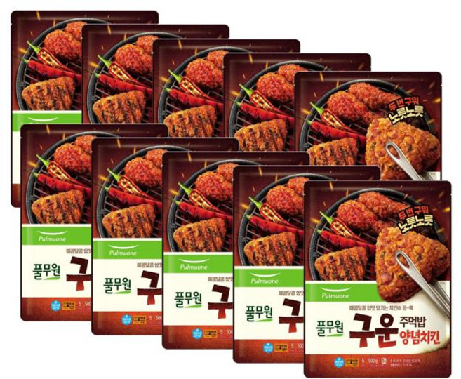 풀무원 구운주먹밥 양념치킨, 10개, 500g