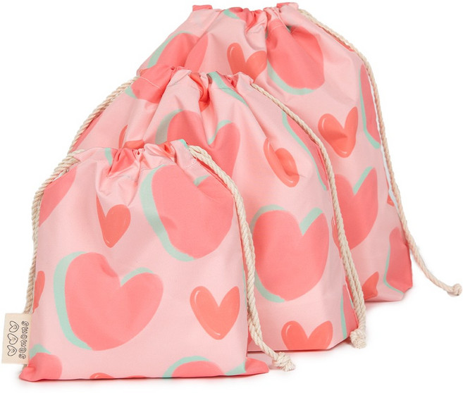 세맘스 스트링 파우치 3종 세트, 로지