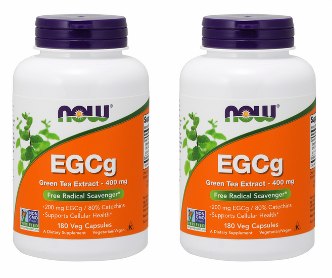 NOW Foods EGCg綠茶萃取素食膠囊 400mg, 180顆, 2罐