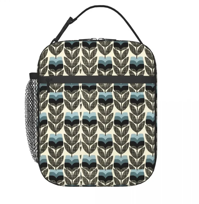 Orla Kiely 멀티 스템 재사용 도시락 상자 여성 완벽방수 스칸디나비아 패턴 쿨러 열 음식 절연, 01 26x21x11cm, 16 13