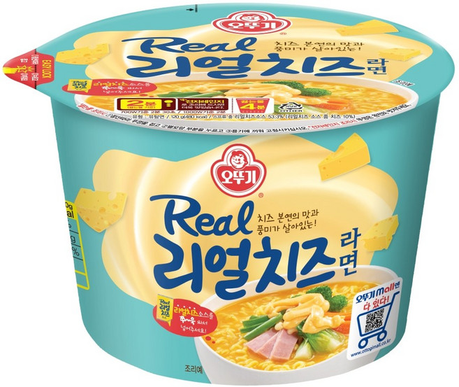 오뚜기 리얼치즈라면 용기 120g, 4개