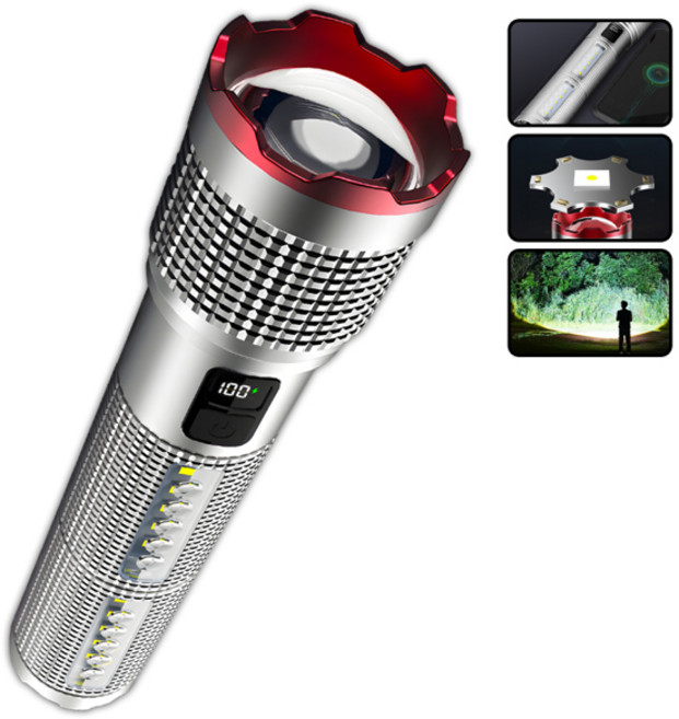 2025년 신제품 초강력 LED 손전등 10000000LM 강력한 빛 전술용 토치 충전식 휴대용 램프 야외 캠핑 랜턴, [01] 1PCS