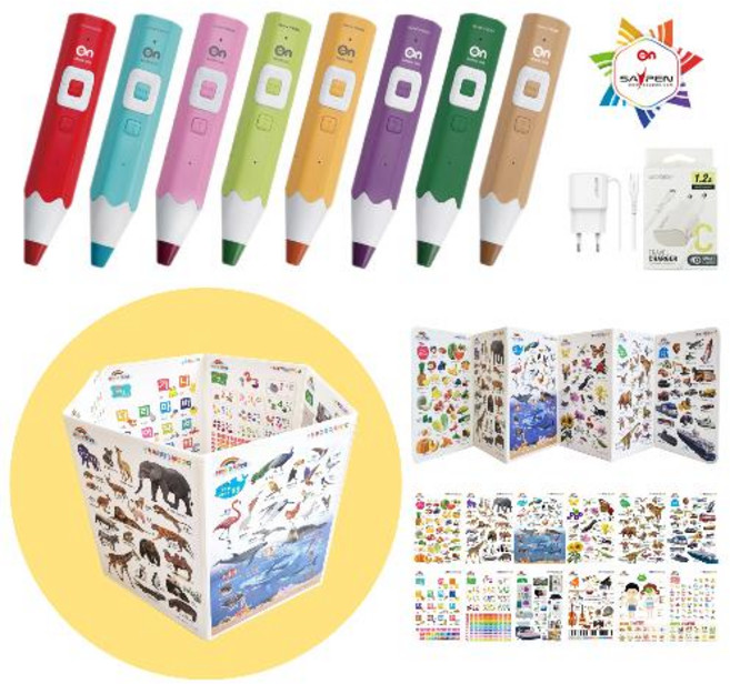 레인온펜32G+레인보우 빅병풍(세이펜 호환)유아 포스터 사물인지 병풍 아기 벽보+호환충전기, 레인온펜32G블루+레인보우빅병풍+호환충전기, 1개