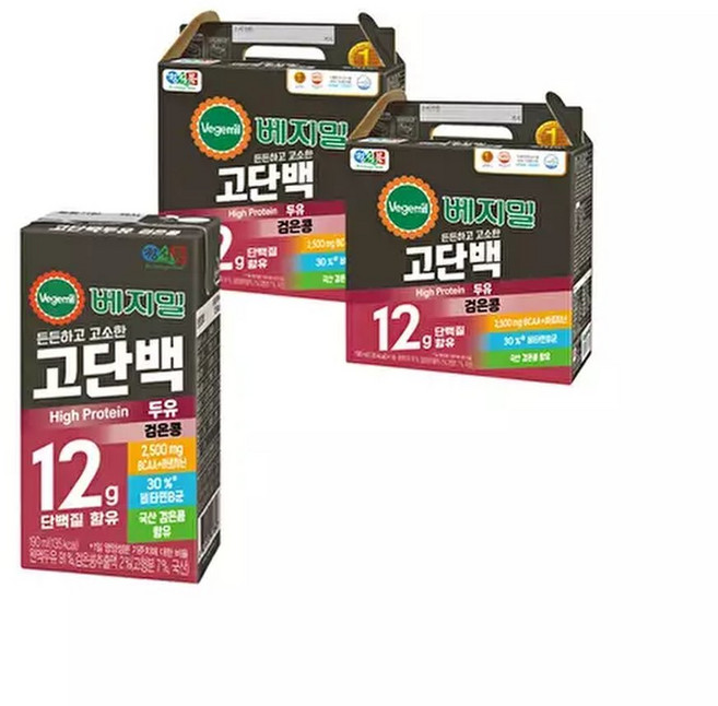 [베지밀]베지밀 고단백두유 검은콩 190mlx32팩, 190ml, 32개