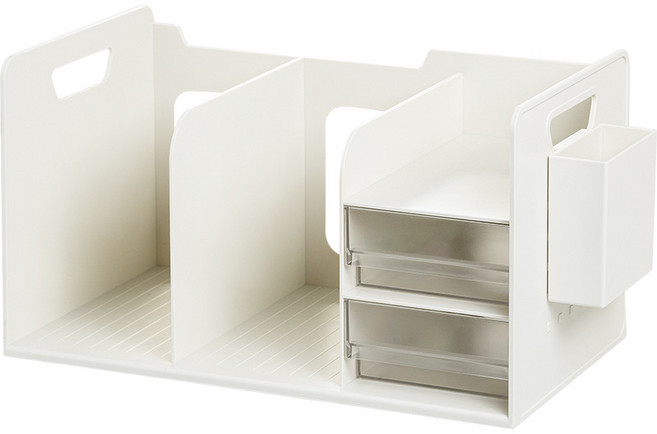 핀앤솔 책상 정리 미니서랍 책꽂이 책상정리함 사무실 데스크 오거나이저, 1개, 아이보리