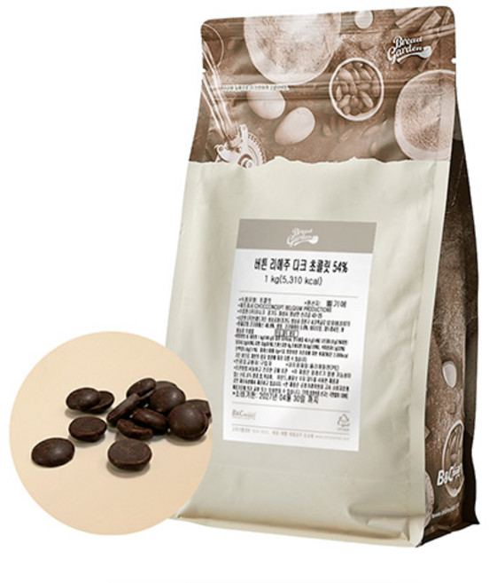 [촉컨셉] 벨기에 프리미엄 다크 54%커버춰 초콜릿, 1개, 1kg