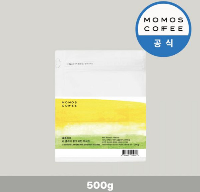 모모스커피 원두 콜롬비아 라 플라타 핑크 버번 워시드 500g, [분쇄된 원두] 에스프레소머신용, 1