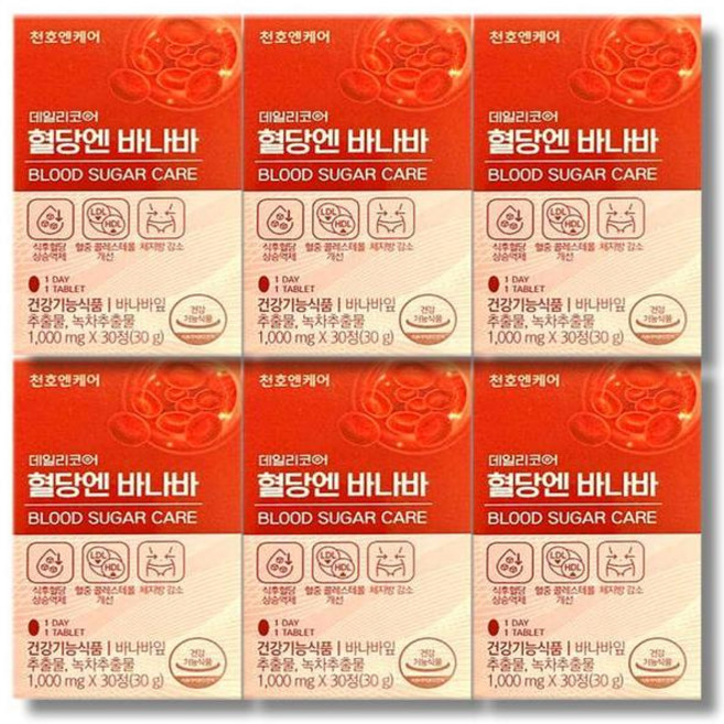 건강식품 엔 바나바 1000mg 30정 6개 천호엔케어