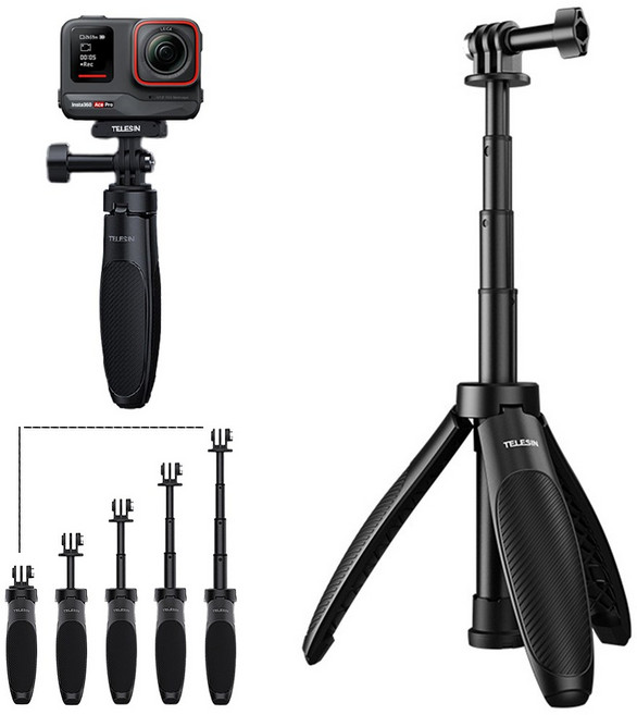 인스타360 에이스프로 ace pro2 삼각대 셀카봉 4단 미니 투인원 텔레신, 단품, 1개