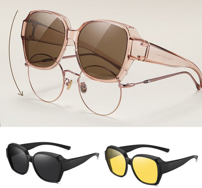 LICOV 편광 클립온 선글라스 안경착용자용 안경위에 끼우는 덮경