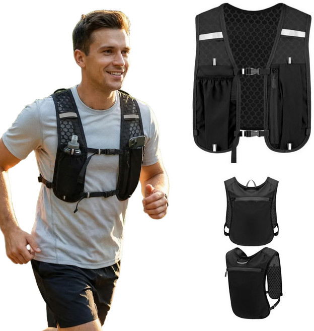 모라이즈 남여공용 러닝 조끼 초경량 멀티 스포츠 베스트, 블랙