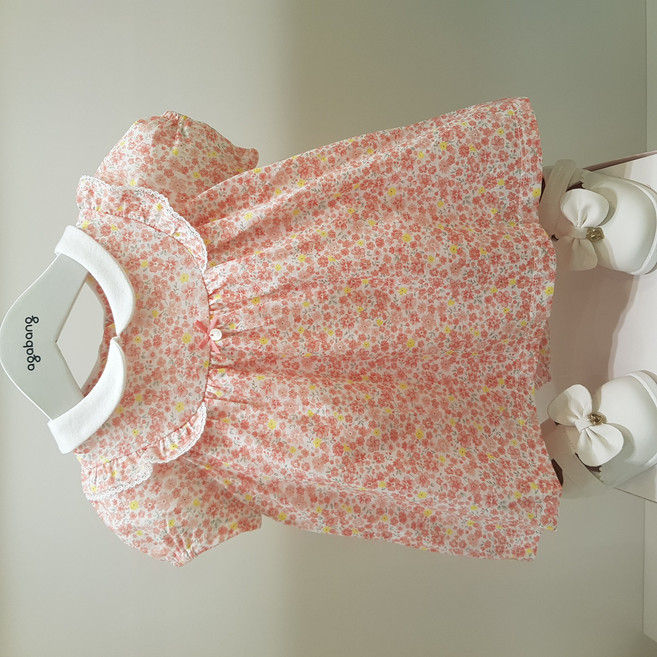 아가방 여름 베이비페어 원피스핏 신생아 백일 유아 바디슈트 여아 리버티 플라워 퍼프소매 면100 외출복 백일옷 아기옷 / 기저귀 갈기 편한 쪼꼬미 원피스 속바지도 필요없는 바디수트