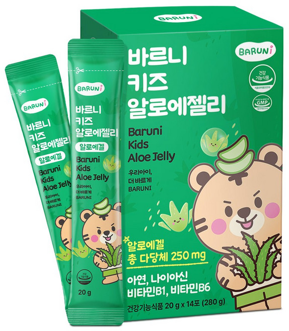 바르니 키즈 알로에젤리 어린이 면역 다당체, 1박스, 280g