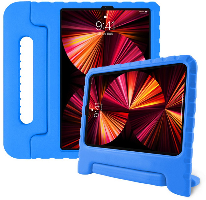 더조은셀러 아이패드 호환 어린이 안전 에바폼 케이스, 블루