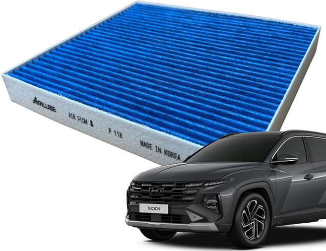 에어루브 블루 E11 PM0.3 프리미엄 활성탄 투싼 에어컨 필터, 1개, 투싼 / 투싼LX-P112