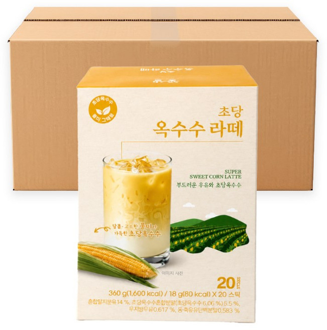 꽃샘 초당 옥수수 라떼 360g 20T x 12개 스틱믹스