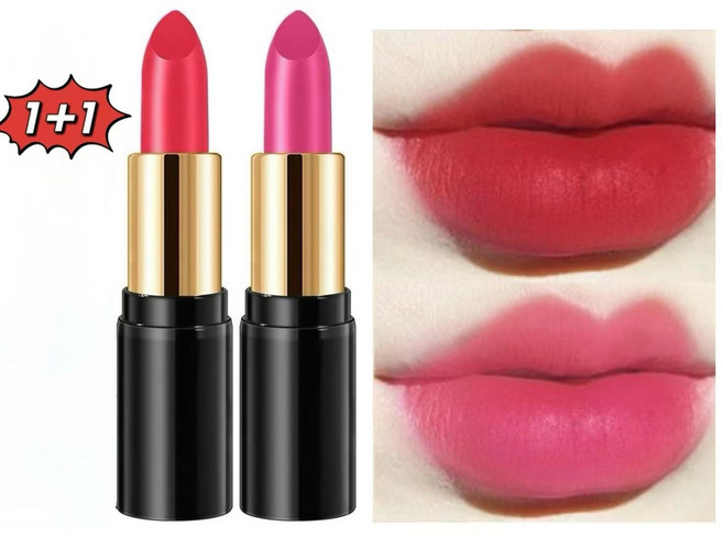 1+1 가성비 좋은 잘 안지워지는 오래가는 발색력 좋은 립스틱(국네 배송), 2개, 3.8kg, 로즈례드+비비핑크, 1세트