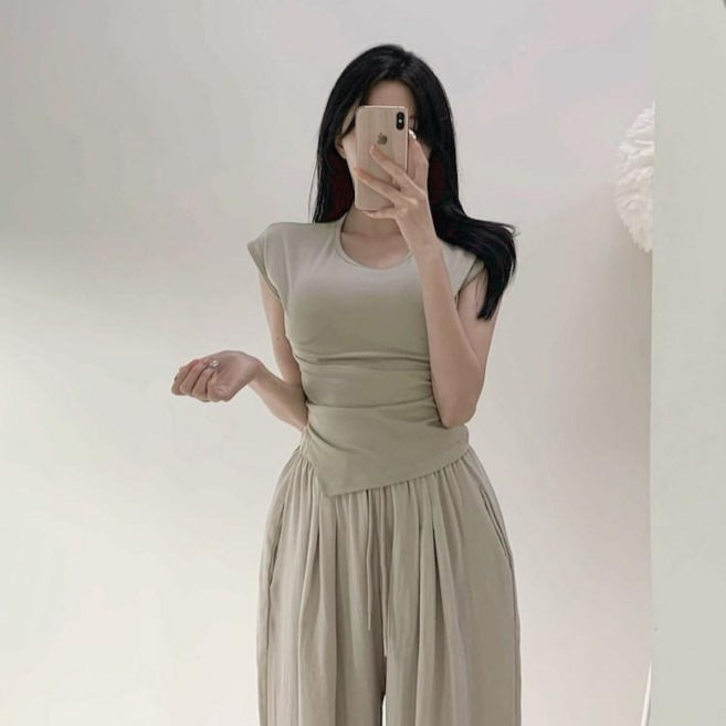 투디 모달 언발 셔링 캡소매 나시 캡나시 국내제작 3컬러