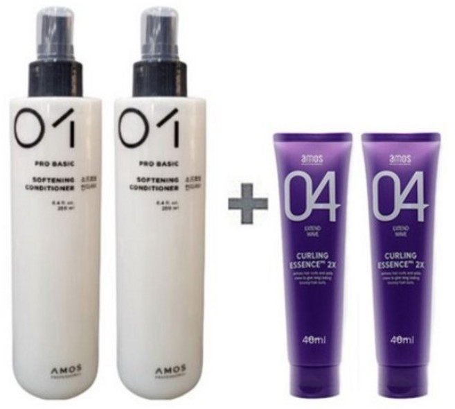 아모스 소프트닝 컨디셔너 250ml x2개 +휴대용 컬링에센스 40ml 2개 증정, 2개