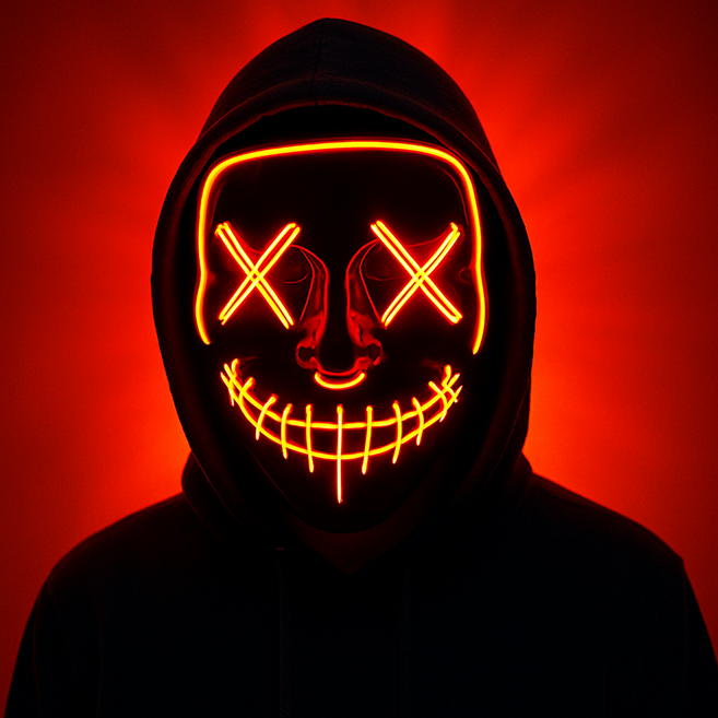 인밸 할로윈 LED 가면 마스크 파티 코스튬 네온, 1개, 레드