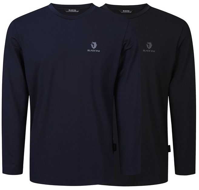 블랙야크 남녀 공용 라운드 더블 긴팔티 (2장 세트) 긴팔 티셔츠 1BYRTXU903