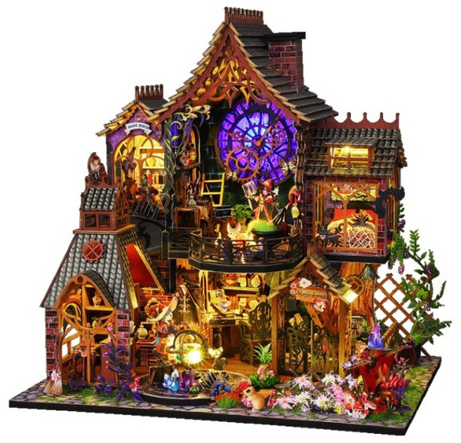 옥탑방어른이 중형 DIY 미니어처 하우스 만들기 마법사의 대저택 한글판, 1개