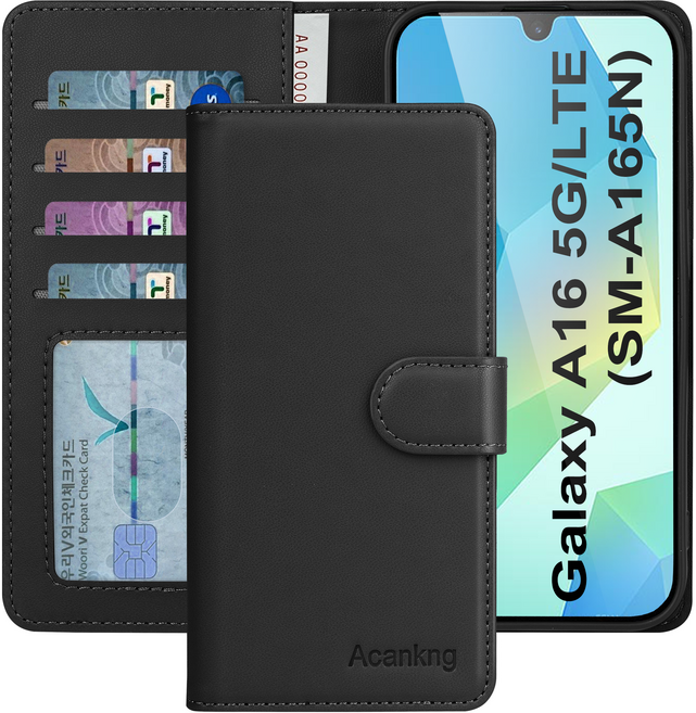 아칸크 삼성 갤럭시 A16 5G/LTE 클래식 베이직 지갑형 카드수납 프리미엄 가죽 다이어리 휴대폰 케이스 (SM-A165N) 적용