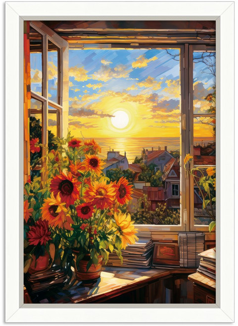 직소퍼즐 석양에 물든 창문 500피스 + 액자 모던 (액자포함), 혼합, 1세트