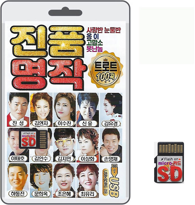 SD/TF카드 진품 명작 트로트 100곡 휴대용라디오 mp3 트로트 가요 노래 음반 신웅 진성 최유리 김연자 이태호 문희옥 김지민외 여러가수, 1개