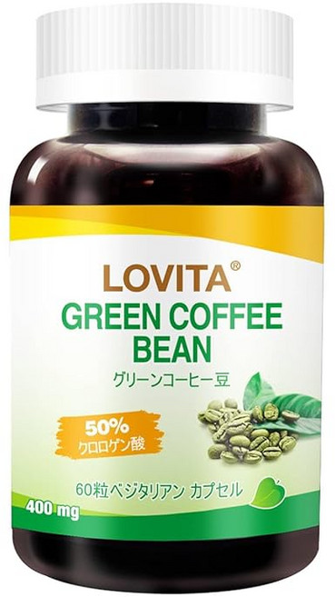 LOVITA 그린커피 추출물 1600mg | 50% 클로로겐산을 함유한 41추출물 | 60 채식 캡슐 2개월분, 1개, 60정