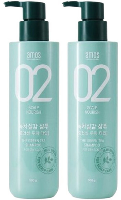 아모스 녹차실감 샴푸 중건성용 500g (촉촉한타입) 2개