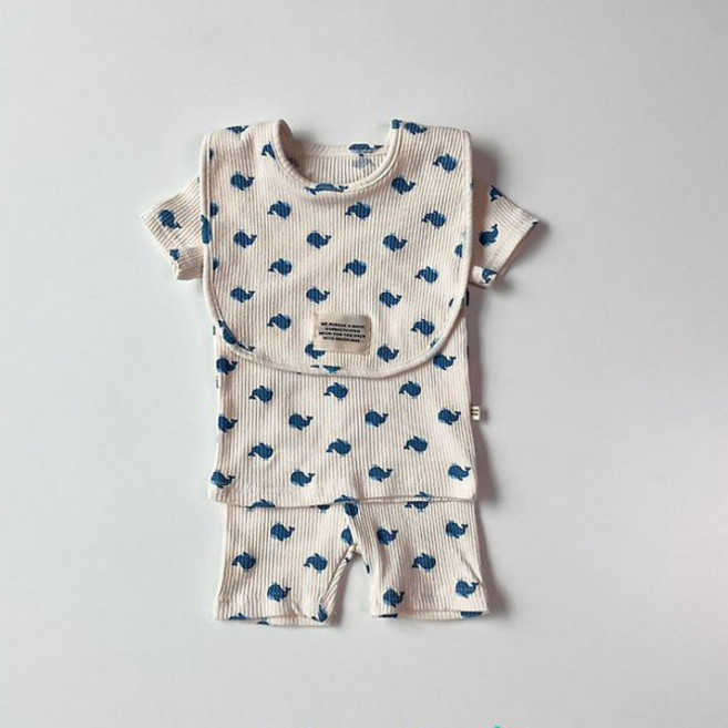 6개월 아기상하복 돌 반팔 실내 골지 고래 잠옷 세트