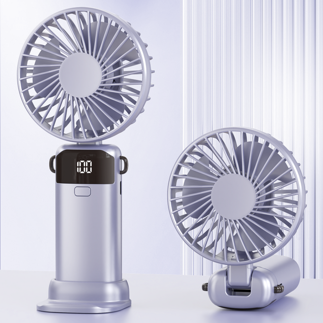 YGGDRAVA 휴대용 접이식 저소음 탁상용 목걸이 미니 핸디 선풍기, 보라색, FWSM-S1