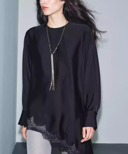 자라 컬렉션 리미티드 에디션 언밸런스 레이스 블라우스 9663100