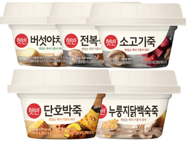(상온)[비비고]죽280g/10종세트/누룽지닭백숙2 전복2 버섯야채2 소고기2 단호박2, 1세트, 2.67kg