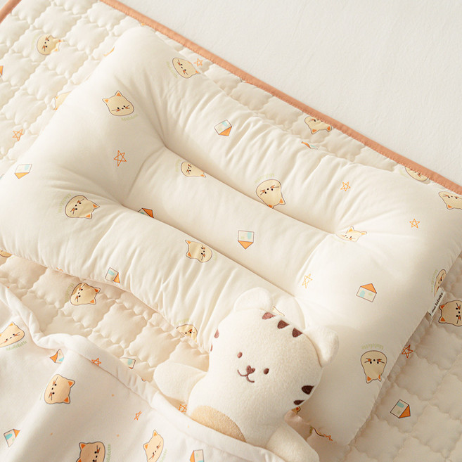 마롤로뜨 어린이 경추베개 모달 면 빨아쓰는 일체형 주니어 여성 아기 키즈 베개, 아이보리 꼬냥이, 1개