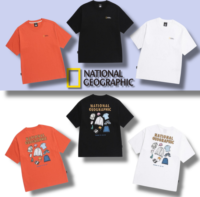 국내매장정품 내셔널지오그래픽 남녀공용 남성반팔티 여성반팔티 남자반팔 여자반팔 라운드티셔츠 여름 특가세일 신상품 빅사이즈 라운드티셔츠 NATIONAL GEOGRAPHIC